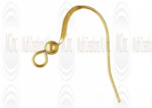 14EW2Y : 14 K Yellow Gold Ear Wires with Ball : 16 mm