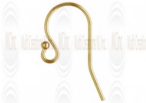 14EW3Y : 14 K Yellow Gold Ear Wires with Ball & Coil : 16 mm