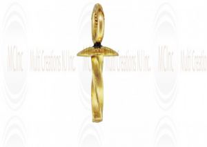 14PPD0Y : 14 K Yellow Gold Screw & Eye with Plain Cap : 2.5 mm