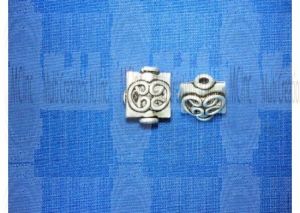 B-1070 : Bali Silver Beads :  Square Shape Beads : 10 mm / 8" Strand (Available in 2 Finishes)