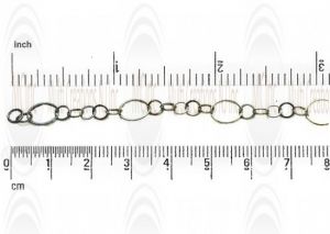 Oxidized Diamond Cut Flat Round Link Chain : 10 mm with 3 links of 6.25 mm 