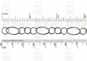 Oxidized Diamond Cut Oval Link Chain : 13.3x7.3 mm  with 3 links of  6.85 mm