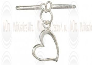 TL105 : Bali Silver Heart Toggle : 15 mm