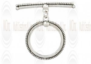TL205 : Bali Silver Light Weight Double Looped Toggle in Square Pipe & Twisted Wire : 32 mm
