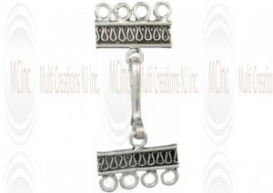 Bali Silver Multi Strand Hook & Bar For 4 Strands (Available in 2 Finishes)
